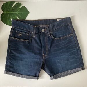 G-STAR RAW 3301 Women Shorts Straight Fit Summer Pure Cotton Blue Denim